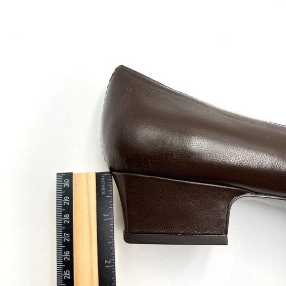 11N 11 NARROW WIDTH Trotters Womens Brown Leather Kitten Block Heels Pumps Shoes - Picture 13 of 14